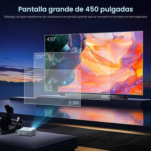 Vista 4 de [Enfoque eléctrico] Proyector de soporte 4K con WiFi6 y Bluetooth 5.3, proyectores exteriores para uso de video exterior, proyector de película