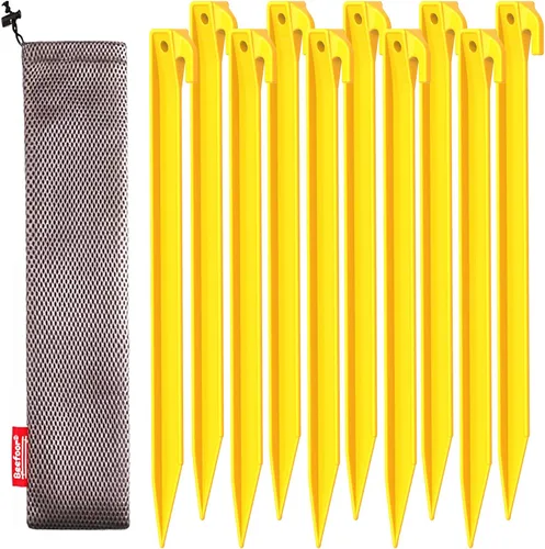 Vista 9 de Paquete de 10 estacas de plástico para tienda de campaña, estacas de anclaje resistentes de 6 pulgadas para camping, jardinería, paisajismo
