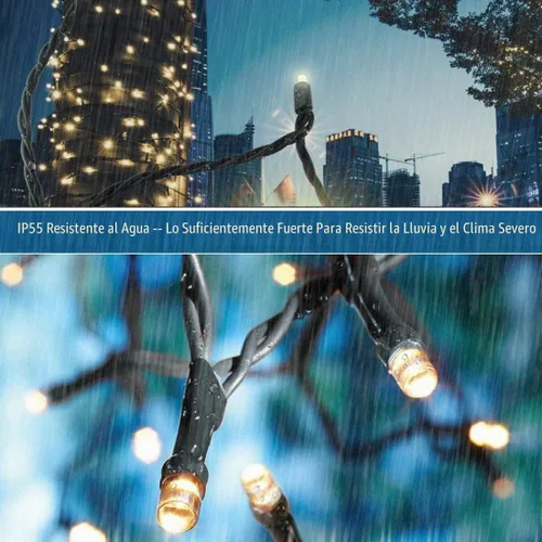 Vista 3 de Guirnalda de luces de Navidad con enchufe de extremo a extremo, 8 modos, 108 pies, 300 LED, IP55, impermeable, con certificación UL
