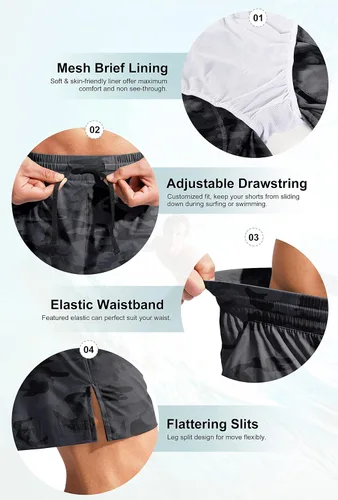 Vista 6 de G Gradual Men's Swim Trunks Quick Dry Bathing Suit Beach Board Shorts for Men with Zipper Pockets and Mesh Lining