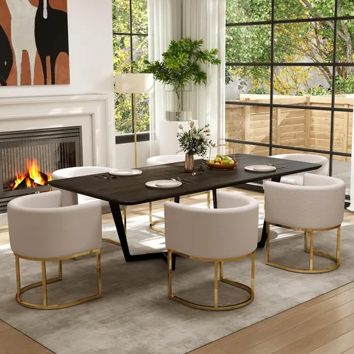 Vista 10 de RIVOVA - Silla tapizada para comedor, silla lateral moderna de barril, sillas tapizadas para comedor, silla cómoda para cocina, silla lateral