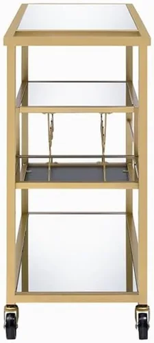 Vista 4 de Acme Adamsen - Carrito rectangular de vidrio con 3 niveles, color dorado