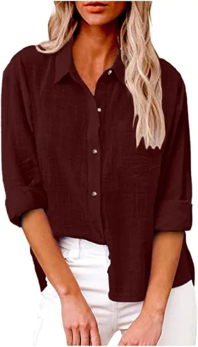 Vista 134 de SMIDOW Camisa de algodón y lino con botones para mujer