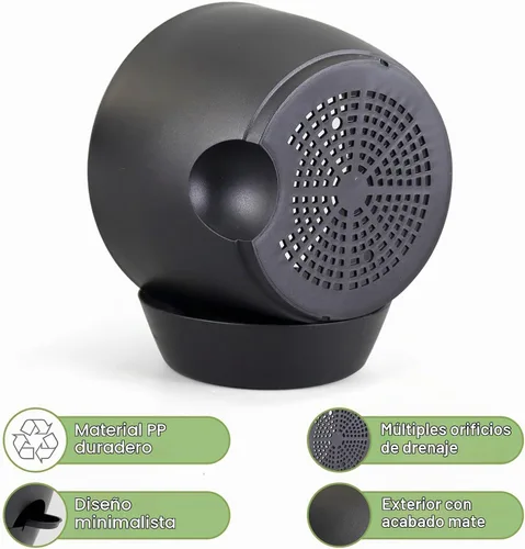 Vista 3 de WSMKSZ Macetas de riego automático medianas de 10/9/8 pulgadas, macetas con agujeros de drenaje de malla para plantas de jardín de interior y Negro