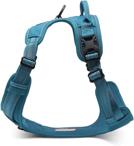 Vista 3 de Sgoda Arnés para perro con reflectante 3M, chaleco arnés con asa para mascotas, Azul