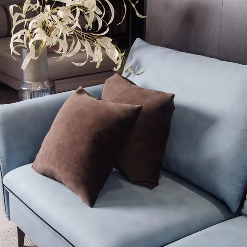 Vista 7 de Juego de 2 fundas de almohada decorativas de terciopelo caqui de 18 x 18 pulgadas para sofá, silla, cama, funda de almohada cuadrada de gamuza suave