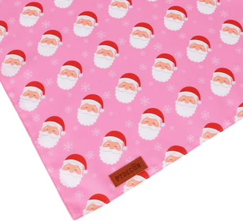Vista 6 de PTDECOR Bandana de Navidad para perro, diseño de muñeco de nieve de Papá Noel, bufanda reversible para mascotas, diseño de triángulo rosa