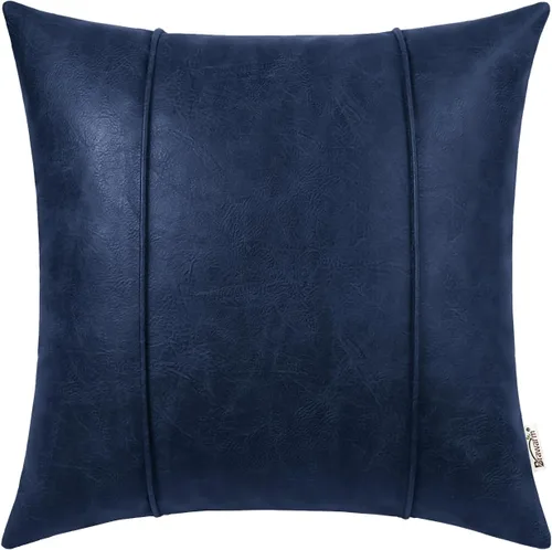 Vista 8 de BRAWARM Funda de almohada de piel sintética de 16 x 16 pulgadas, color Negro