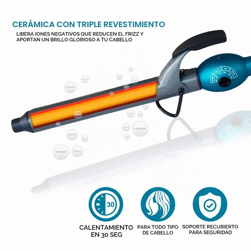 Vista 6 de Mr Big Curling Iron, Junior con barril de 8 pulgadas, rizadores de estilo XL más largos para cabello largo, cerámica triple plateada, rizos