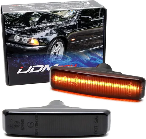 Vista 11 de iJDMTOY Lentes semisclaras ámbar Full LED Fender Blink Side Marker Luces indicadoras de señal de giro compatibles con BMW 1996-2003 E39 525i 528i