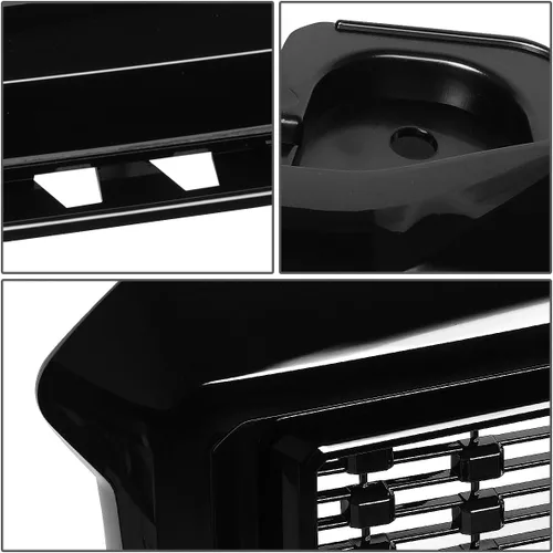 Vista 4 de Auto Dynasty Compatible con GMC Sierra 1500 ABS Denali Style parachoques delantero/parrilla de capó/parrilla (negro)