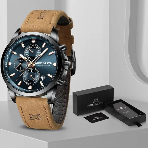 Vista 8 de MEGALITH Wrist Watches for Men Luxury Dress Silver Stainless Steel Chronograph Watch Waterproof - Gift for Husband Father at Birthday Anniversary