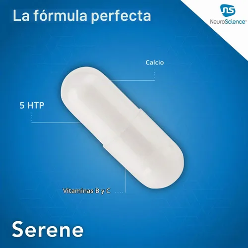 Vista 2 de NeuroScience Serene - Soporte para el sueño y el estado de ánimo con 5-HTP, folato activo + B6 (60 cápsulas) Promueve el equilibrio