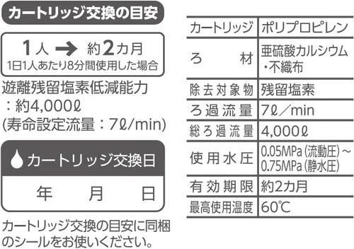 Vista 4 de SANEI Cartucho de filtro de agua PM7160-3S para eliminador de cloro residual MIGAMI, fabricado en Japón
