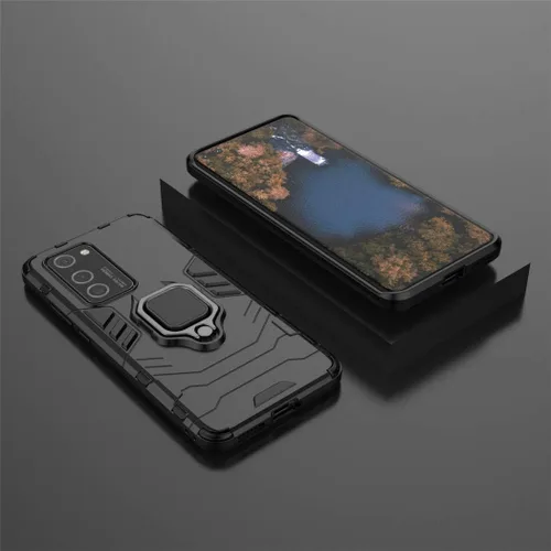 Vista 6 de LuluMain - Funda compatible con Huawei P40 Pro, soporte de anillo de metal (funciona con soporte magnético para automóvil), funda resistente de Negro