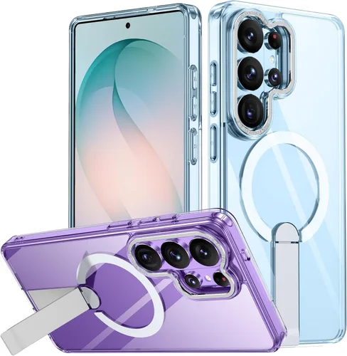 Vista 23 de Funda para Samsung Galaxy S24+ Plus [soporte integrado], compatible con carga inalámbrica MagSafe, [prueba de caídas de grado militar] Funda Azul