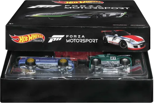 Vista 2 de Hot Wheels Forza - Paquete de 5 autos de carreras de juguete de The Video Game, vehículos fundidos a escala 1:64: Ford, Lamborghini, Porsche, Nissan