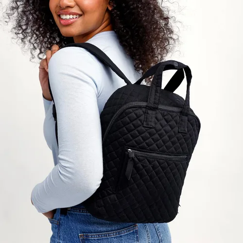 Vista 4 de Vera Bradley Mini mochila Totepack de algodón para mujer