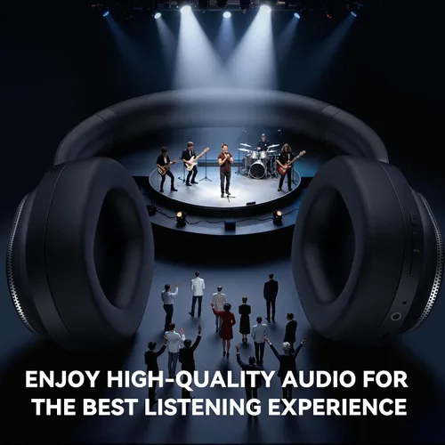 Vista 10 de Pointcinco Auriculares híbridos con cancelación activa de ruido, auriculares inalámbricos Bluetooth 6.0 sobre la oreja, tiempo de reproducción de 50