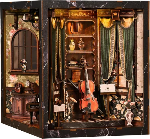 Vista 12 de Kit de Rincón de Libros, Kit de Casa en Miniatura DIY, Kit de Construcción de Mini Casa, Kit de Casa de Muñecas en Miniatura para Adultos y Sala
