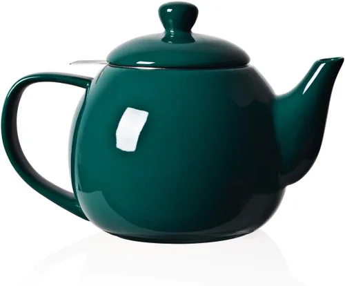 Vista 18 de Sweejar - Tetera de cerámica, tetera de porcelana de 30 onzas con infusor Azul
