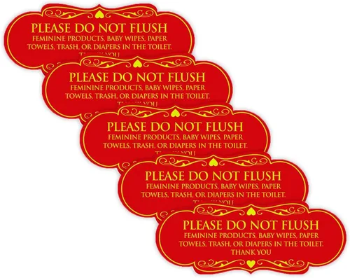 Vista 21 de Signs ByLITA Designer Please Do Not Flush Etiqutte Letrero (negro) - Pequeño 1 paquete