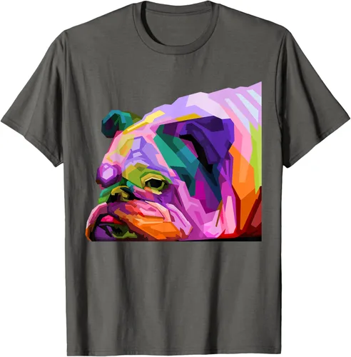 Vista 115 de Camiseta de retrato pop artístico de bulldog británico inglés para dueños de perros, Negro, S