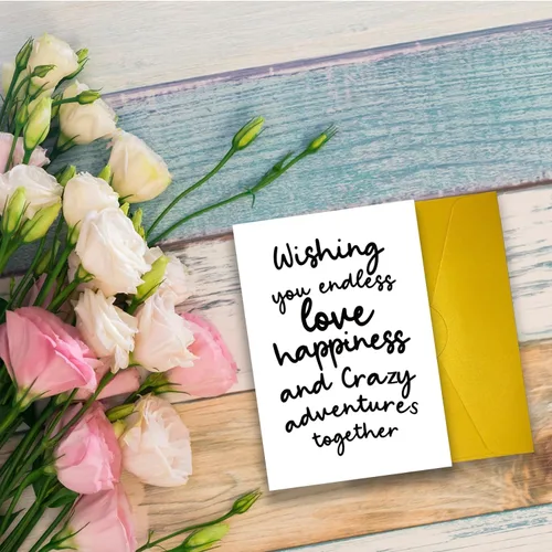 Vista 3 de UUEFKTN Divertidas tarjetas de compromiso de boda para amigos, tarjeta de felicitación para recién casados, tarjeta ecológica de felicitación