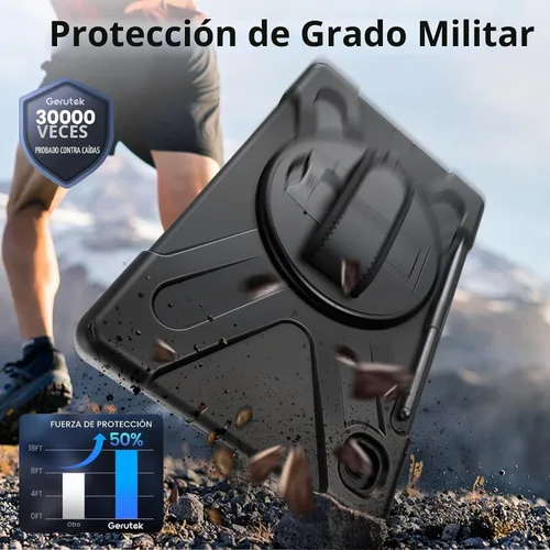 Vista 5 de Gerutek Funda para Samsung Galaxy Tab S6 Lite de 10.4 pulgadas 2024/2022/2020, funda protectora de cuerpo completo con protector de pantalla Negro