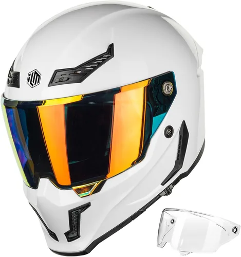 Vista 7 de ILM Cascos para Motocicleta para Adultos Hombres Mujeres Casco Integral DOT ECE con Visor Dual para Carreras en Calle con Pinlock Modelo MF509
