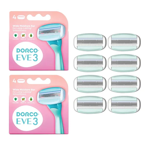 Vista 2 de Dorco EVE 3 maquinillas de afeitar: afeitado extra suave con 1 mango y 2 recambios de cuchilla, 3 cuchillas curvas, barra de humedad flexible