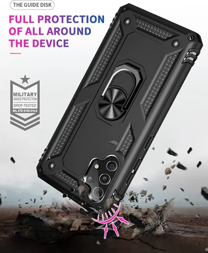 Vista 4 de Funda para Samsung Galaxy A32 4G [no compatible con A32 5G] con protector de pantalla de vidrio templado, para Galaxy A32 4G Heavy Duty Armor
