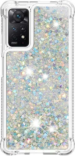 Vista 102 de Funda de silicona transparente con purpurina para Xiaomi Redmi A1 Bling Liquid Clear Star Heart Silicone Bumper a prueba de golpes, funda Azul