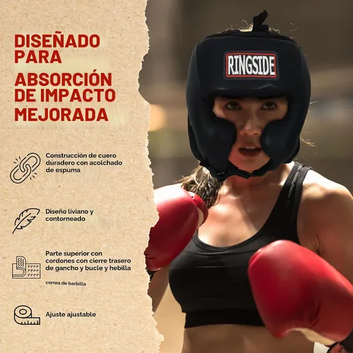 Vista 5 de Ringside, Muay Thai, MMA, casco con protección para enfrentamiento de boxeo con laterales Negro