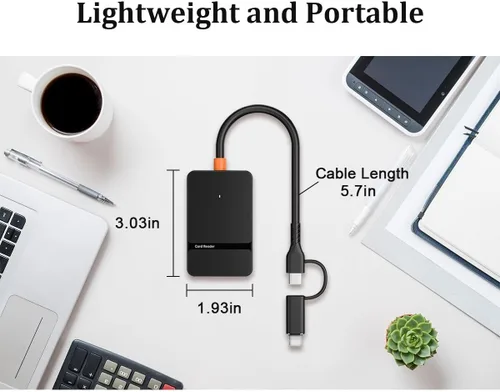 Vista 6 de Lector de tarjetas de memoria múltiple 6 en 1 USB-C e iluminación, lector de tarjetas SD adaptador USB para iPhone/IPad/MacBook Pro/Air, compatible