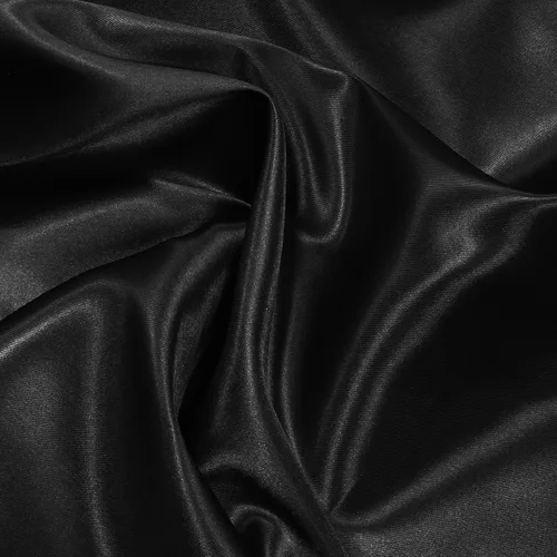Vista 2 de NSGZ Tela de satén negro por yarda, 2 yardas de 152,4 cm de ancho, tela sedosa de satén sólido para novia, boda, vestido, manualidades, decoración