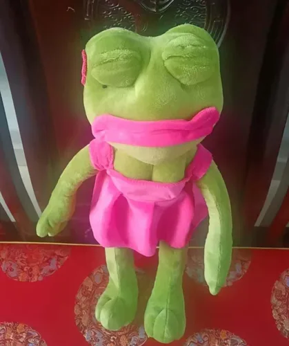 Vista 5 de Juguete de peluche de rana mágica y emotiva muñeca meme de rana, cristal de 17.7 pulgadas, ultra suave, lindo regalo para el hogar, juguete