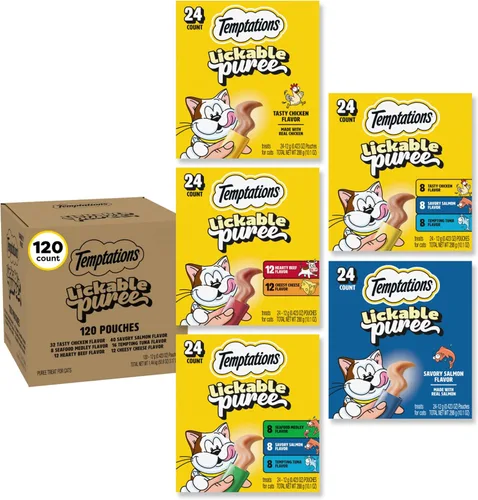 Vista 26 de Temptations - Golosinas cremosas para gatos, hígado de res, 4 unidades, paquete de 11