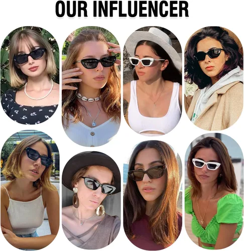 Vista 5 de DUCO Gafas de sol pequeñas con diseño de ojo de gato para mujer, lentes de sol polarizadas retro y estrechas, marco rectangular de diseño con marco
