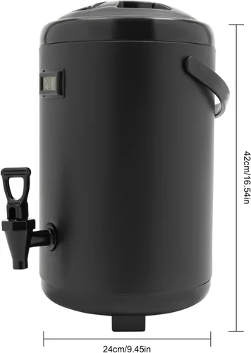 Vista 2 de Dispensador de bebidas calientes de 2.64 galones/10L de acero inoxidable con aislamiento dispensador de bebidas frías y calientes con termómetro