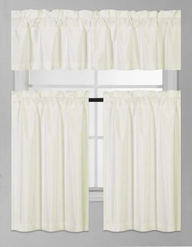 Vista 22 de Rooney - Juego de 3 cortinas opacas con respaldo térmico para ventana de cocina (negro)