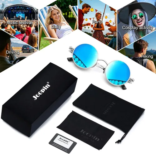 Vista 6 de Gafas de sol Joopin polarizadas, estilo Lennon, redondas, gafas de sol estilo hippy redondas para mujer y hombre