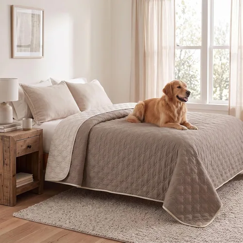 Vista 14 de Manta impermeable para cama, funda reversible para sofá de perro, protector de muebles para mascotas, lavable a máquina, tamaño King
