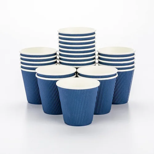 Vista 46 de 500 unidades de tazas desechables negras de 4 onzas para bebidas calientes con diseño de pared ondulada: no necesita mangas - Perfectas