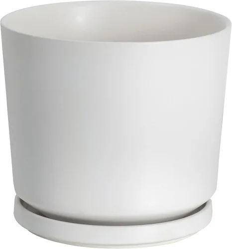 Vista 12 de Ekirlin - Macetas de 7 pulgadas para plantas, macetas de cerámica para flores en interiores, contenedores modernos de suculentas con plato