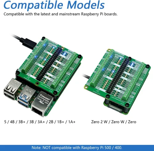 Vista 6 de Freenove Breakout Board para Raspberry Pi 5 4 B 3 B+ Zero 2 W HAT Terminal Block Shield with Pin Header, GPIO Status LEDs Driven by Specialized