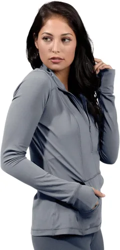 Vista 3 de Yogalicious Nude Tech - Chaqueta de manga larga con media cremallera y bolsillos frontales