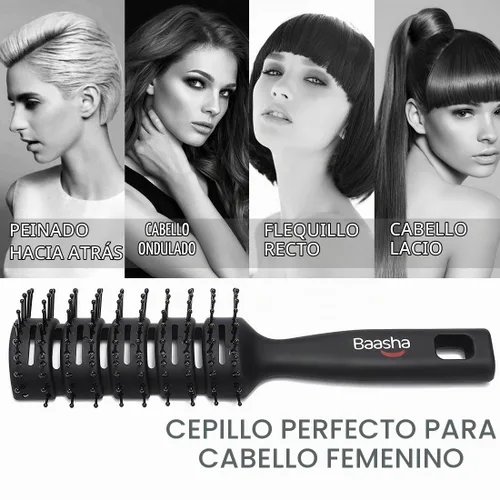 Vista 5 de Baasha Cepillo para el cabello, cepillo ventilado para secar con soplado, cepillo de pelo corto para hombre con cerdas con punta de bola, mejor
