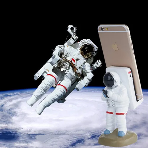 Vista 9 de Bonito soporte de escritorio divertido para teléfono celular, Papá Noel o astronauta astronauta, universal para iPhone y otros teléfonos