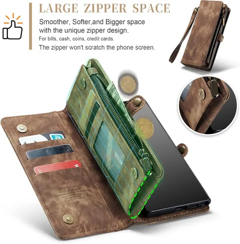 Vista 4 de Asuwish Funda de teléfono para Samsung Galaxy Note 10 Glaxay Note10 5G con cremallera, funda desmontable con protector de pantalla de vidrio